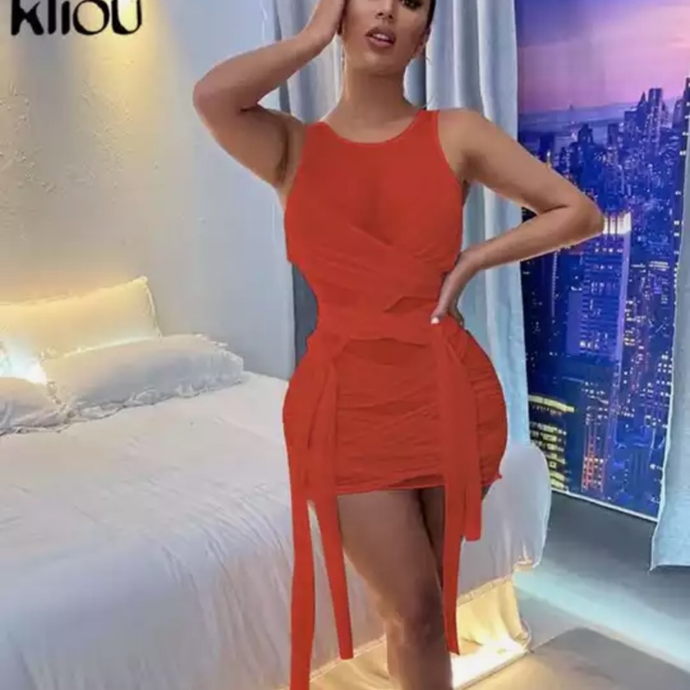 NWT Mesh see through bandage mini spring dress